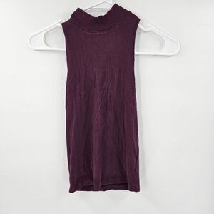 Cape juby tank top high neck xs small maroon dark red ribbed